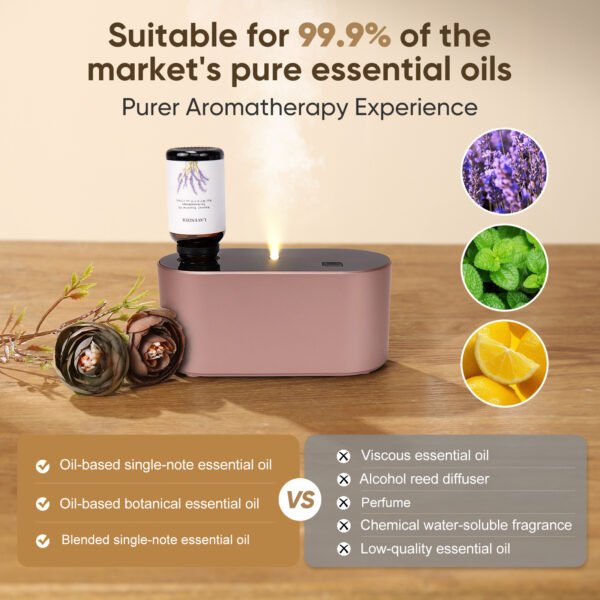 Waterless Diffuser for Home Essential Oil Diffuser, Aromatherapy Diffuser, Portable Scent Diffusers, 3 Mist Modes, Cycle Start for Bedroom, Office Studio 160-350 sq. ft Rose Gold - Image 5